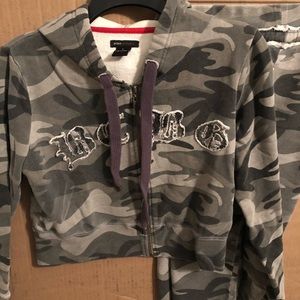 BCBG Maxzria Grey Camouflage sweatsuit